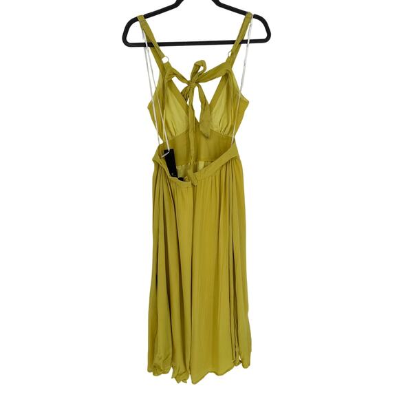 Lulus New! Green Tie-Back Midi Dress Pockets Sleeveless Vacay Beach Bohemian M - Picture 4 of 8